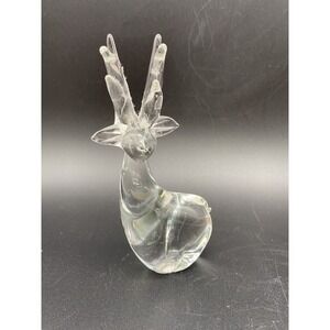 Hand Blown‎ Decorative Solid Crystal Art Glass Deer Figurine Antlers Paperweight